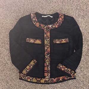 RACHEL Rachel Roy Jacket with Multicolor Tribal Trim Small